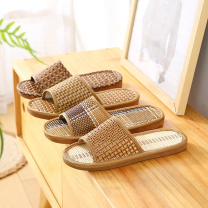 Bamboo Rattan Slippers – Breathable Anti-Slip Indoor Sandals