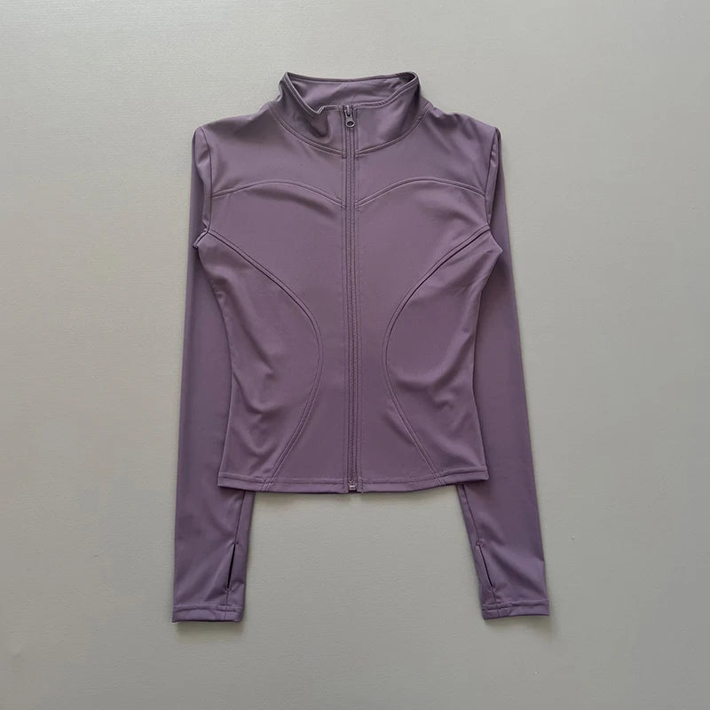 Women's Zip-Up Workout Jacket – Stretch Fitted Running & Yoga