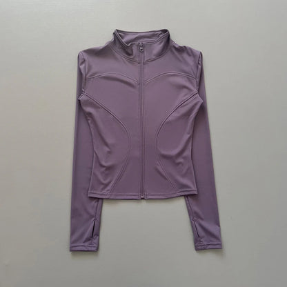 Women's Zip-Up Workout Jacket – Stretch Fitted Running & Yoga