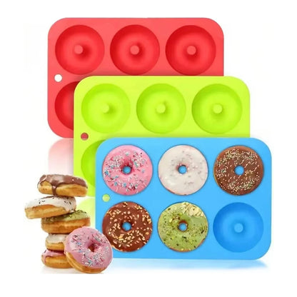 Silicone Donut Mold 6-Cavity Non-Stick Baking Pan for Doughnuts & Bagels