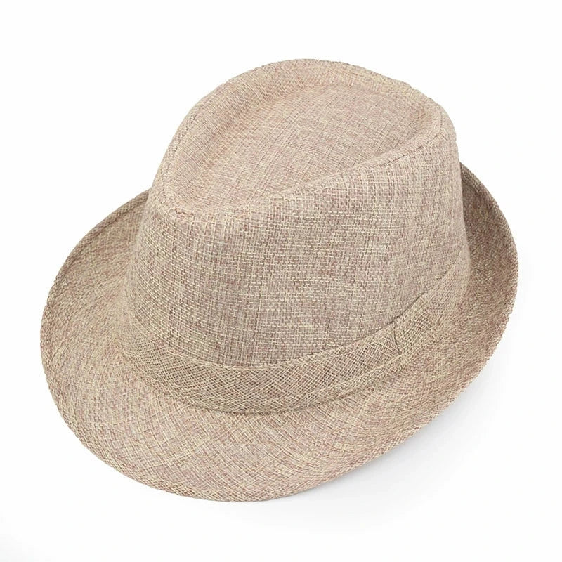 Linen Fedora Hat Unisex Summer Sun Hat with Band