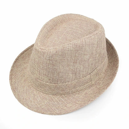 Linen Fedora Hat Unisex Summer Sun Hat with Band