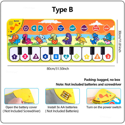 Kids Piano Mat Musical Floor Keyboard Toy for Toddlers