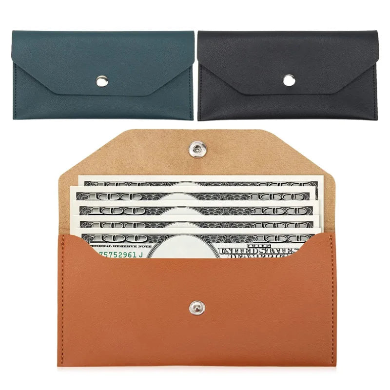 Slim PU Leather Envelope Wallet – Waterproof Cash Organizer