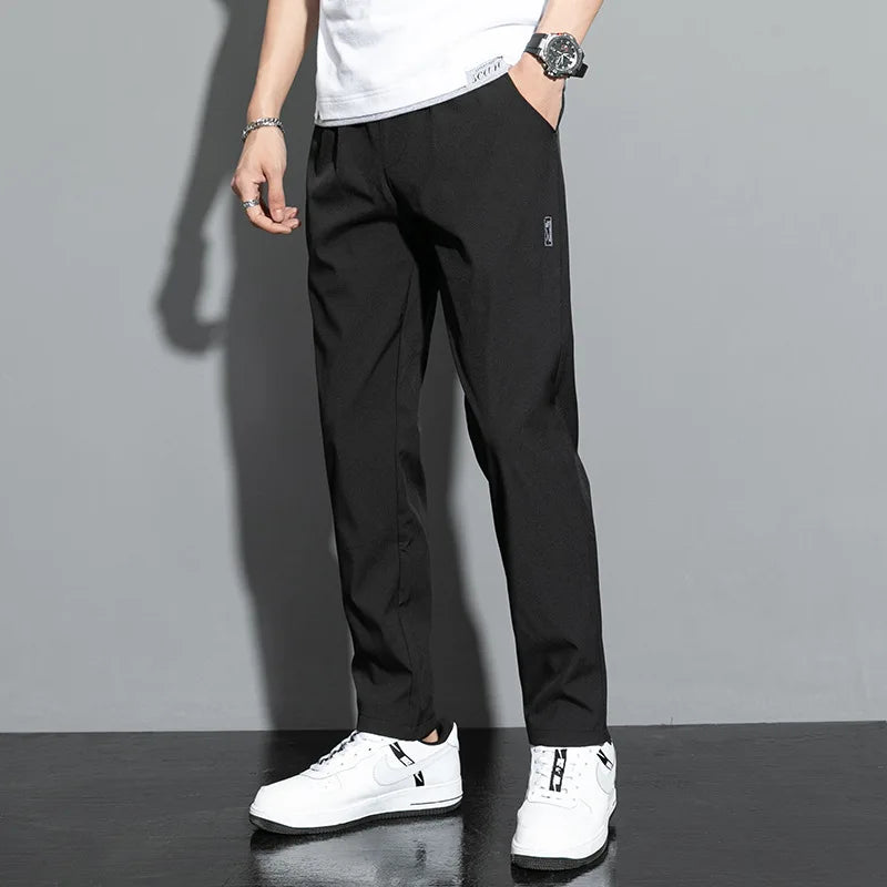 Ice Silk Men's Straight-Leg Pants – Lightweight & Breathable