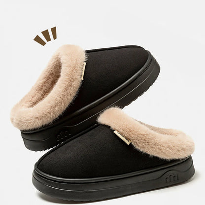 Fuzzy Winter Slippers – Plush Faux-Fur Thick-Sole Anti-Slip Home Shoes