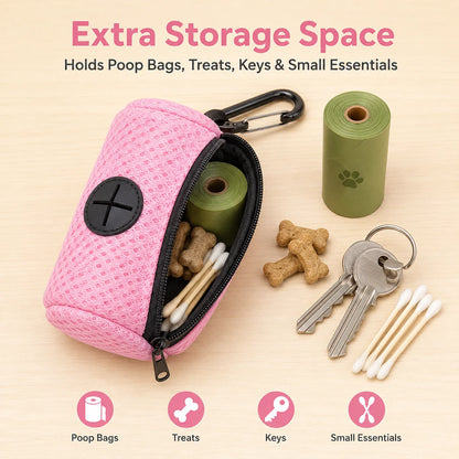 Dog Poop Bag Dispenser with Carabiner Clip for Walking