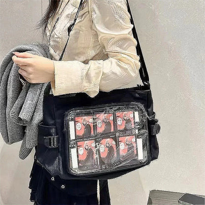 Anime Crossbody Bag with Transparent Postcard Display Window