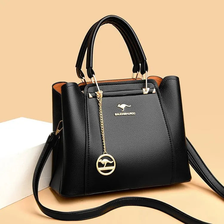 Luxury Leather Handbag for Women – 3-Layer Shoulder Tote