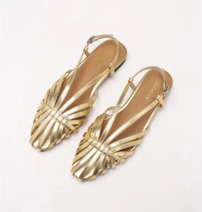 Women's Flat Sandals – Multi-Strap Cage Design Dress Shoes