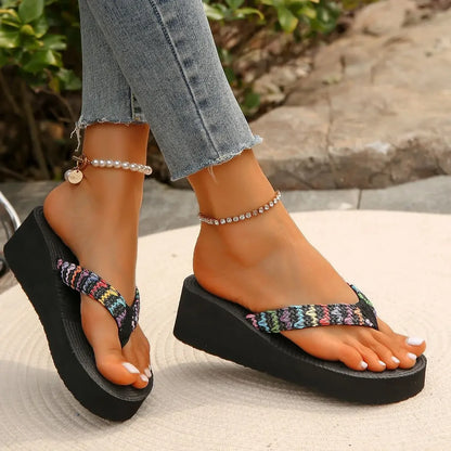 Women Flip Flops Summer Beach Platform Slippers Casual Outside Wedges Sandals Shoes