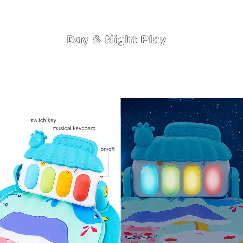 Baby Activity Gym Play Mat with Piano Keyboard & Hanging Toys