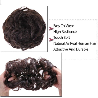 Synthetic Messy Bun Chignon Donut Hair Pad Elastic Rope Rubber Band Black Brown Blonde Hairpiece