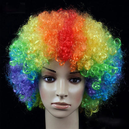 Women Curly Cosplay Wig Short Wavy Hair Colorful Synthetic Daily Party Men Football Fan Wearing Kids