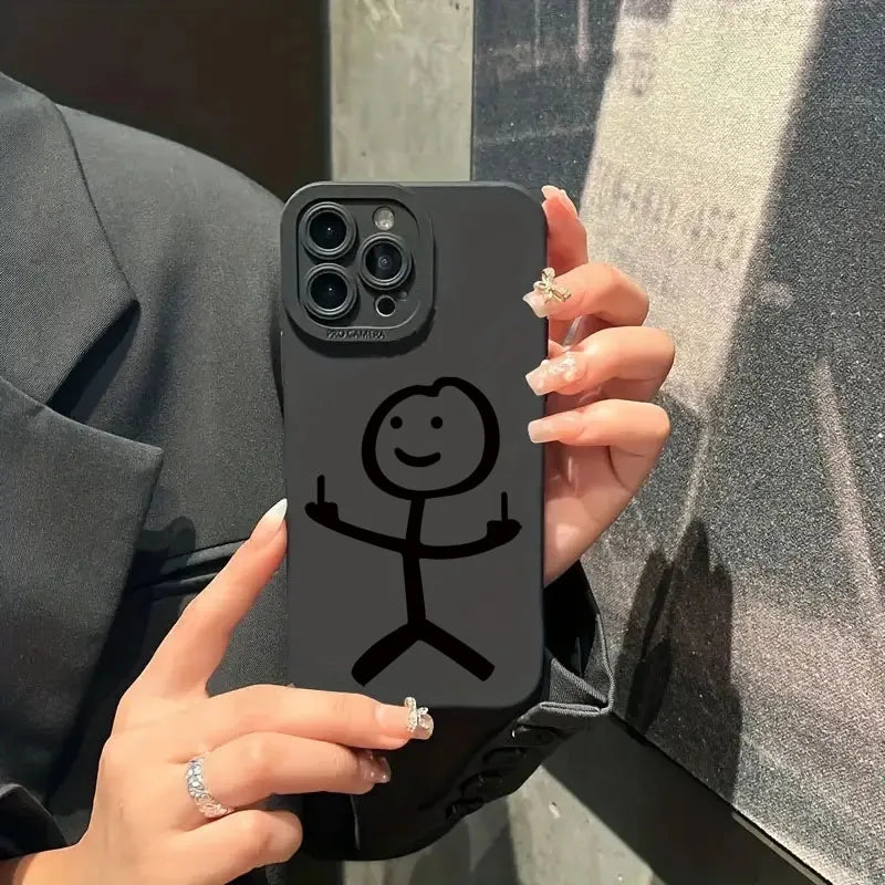 Cute Cartoon Matchman Matte Silicone Phone Case Iphone 16 11 12 13 14 15 17 Pro Max Xr Xs X 7 8 Plus