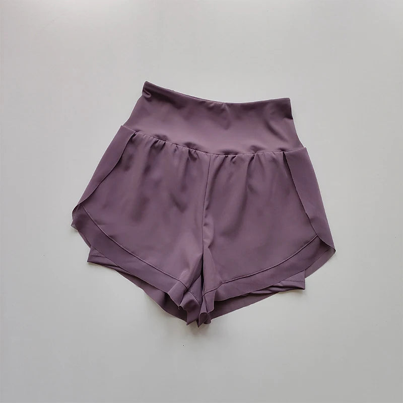 Women's High-Waist Sports Shorts – Double Layer Quick-Dry