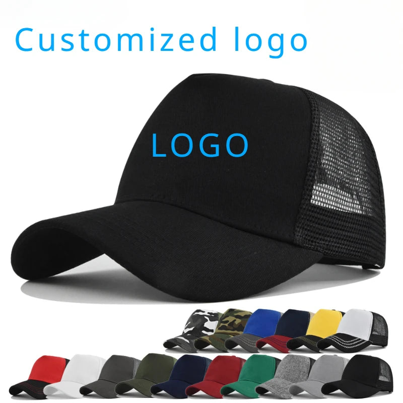 Custom Logo 5-Panel Mesh Trucker Baseball Cap – Men & Women