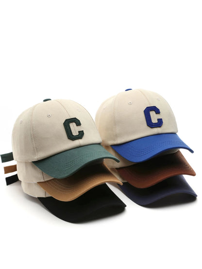 Embroidered Letter C Baseball Cap – Retro Cotton Hat for Men & Women
