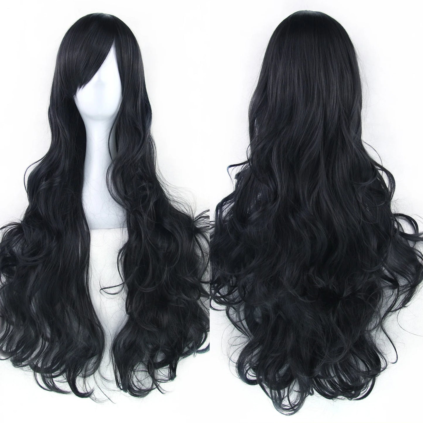 Soowee Curly Long Synthetic Hair Green Wig Hairpiece Pink Black Party Cosplay Wigs Women