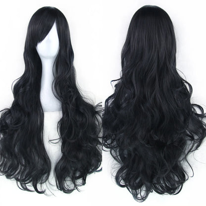 Soowee Curly Long Synthetic Hair Green Wig Hairpiece Pink Black Party Cosplay Wigs Women