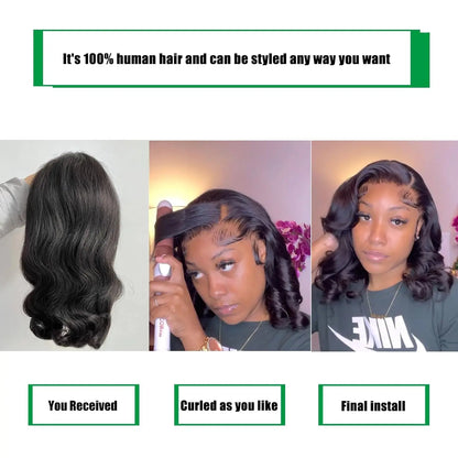 Body Wave Bob Wig - Glueless HD Lace Front Human Hair Wig