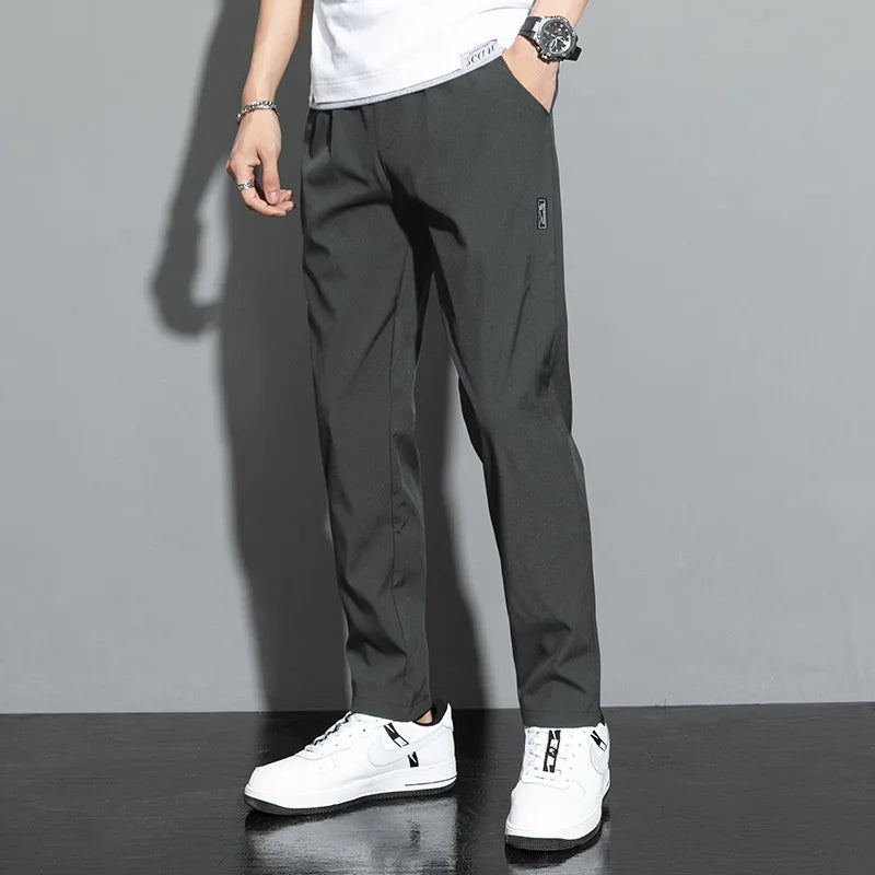Ice Silk Men's Straight-Leg Pants – Lightweight & Breathable