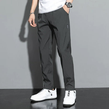 Ice Silk Men's Straight-Leg Pants – Lightweight & Breathable