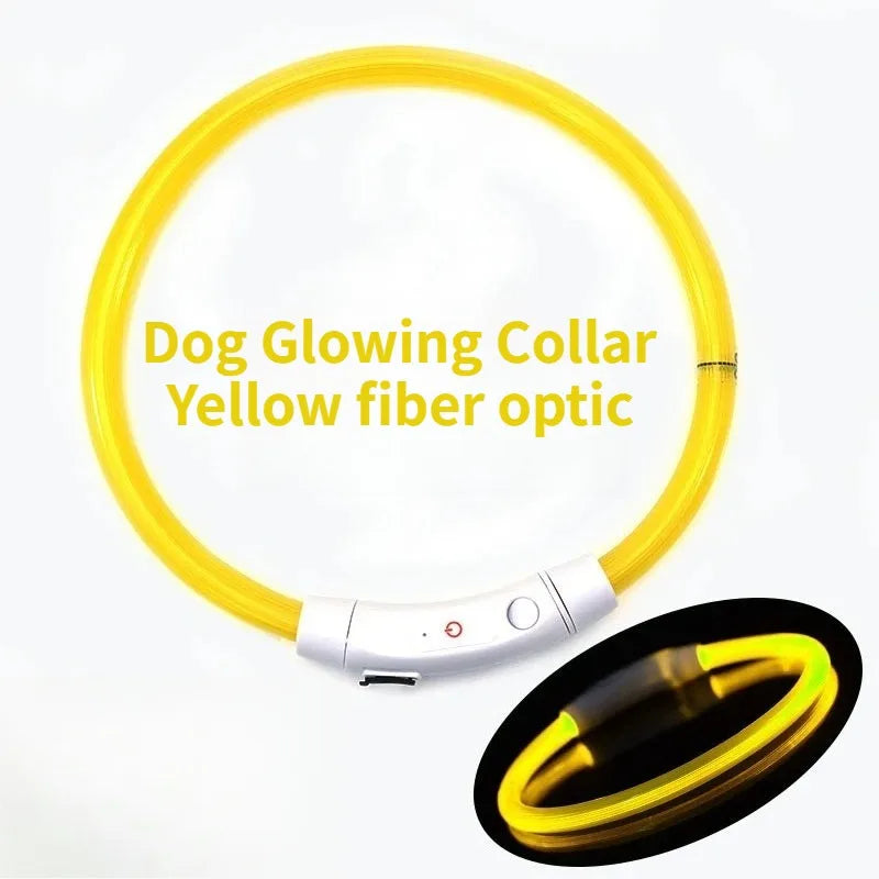 LED Fiber Optic Dog Collar – Rechargeable Glowing Safety Collar