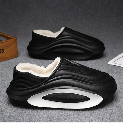 Fleece-Lined Winter Slippers – Chunky EVA Sole, Indoor Outdoor Shoes