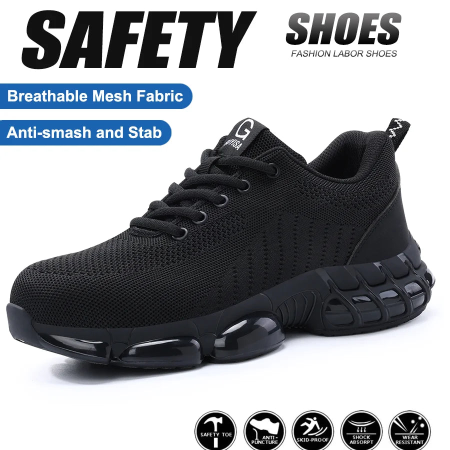 Steel Toe Safety Shoes Breathable Non-Slip Work Sneakers for Men and Women
