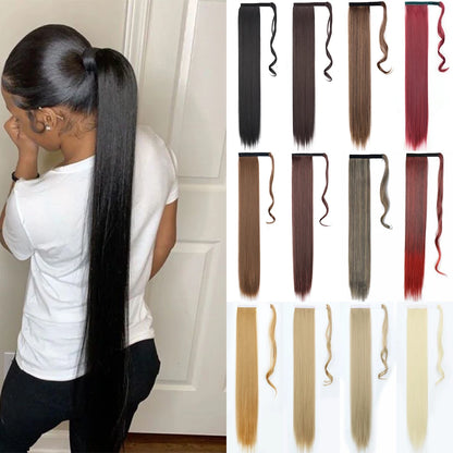 Wrap Around Ponytail Extension – Long Straight Synthetic Clip-In