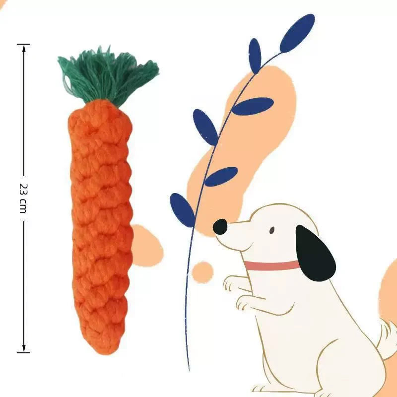 Carrot Cotton Rope Chew Toy for Small Dogs & Puppies