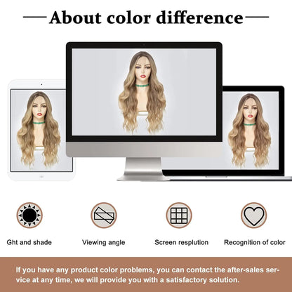 Long Wavy Synthetic Lace Wig – 26 Inch Middle Part, Heat Resistant