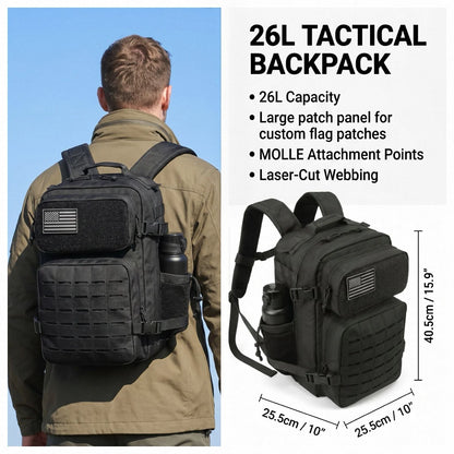26L Tactical Backpack – MOLLE Rucksack for Men & Women