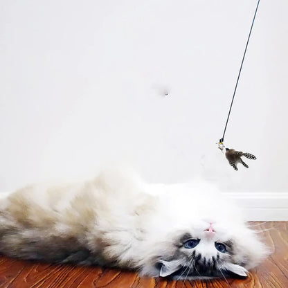 Cat Feather Wand Toy with Suction Cup Base