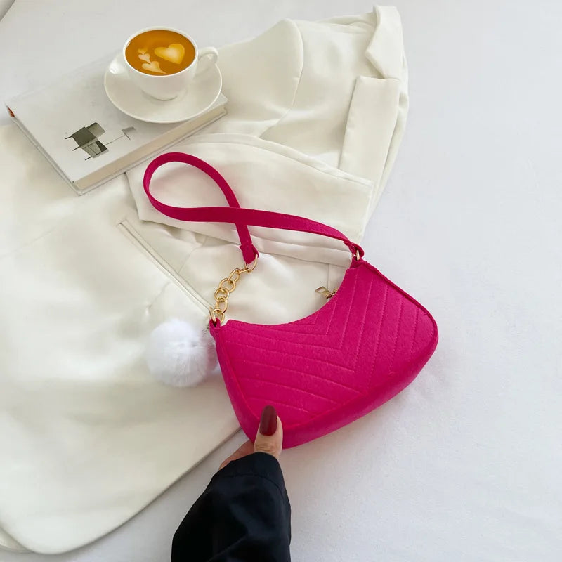 Women's Crescent Shoulder Bag – Mini Felt Underarm Purse