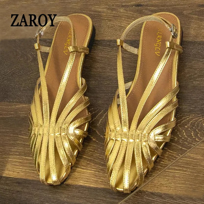 Women's Flat Sandals – Multi-Strap Cage Design Dress Shoes