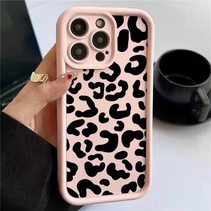 Black Leopard Print Pattern Silicone Phone Case Iphone 17 11 12 13 14 15 16 Pro Max 16e X Xs Xr 7 8
