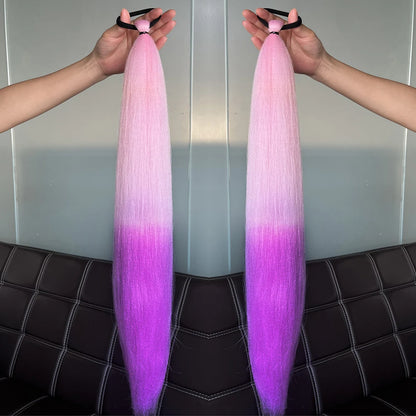 Synthetic Colorful Ponytail Extension 2pcs Long Straight Diy Braided Pony Tail Hairpiece Rubber Band
