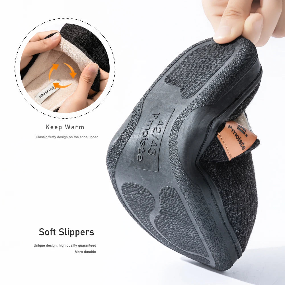 Winter Men S Slippers Memory Cotton Shoe Pad Tpr Large Sole Flat Bottom Anti Slip Warm Comfortable