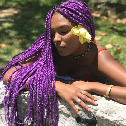 Purple Pre-Stretched Braiding Hair 24 Inch – Yaki Texture Synthetic Braid Extensions