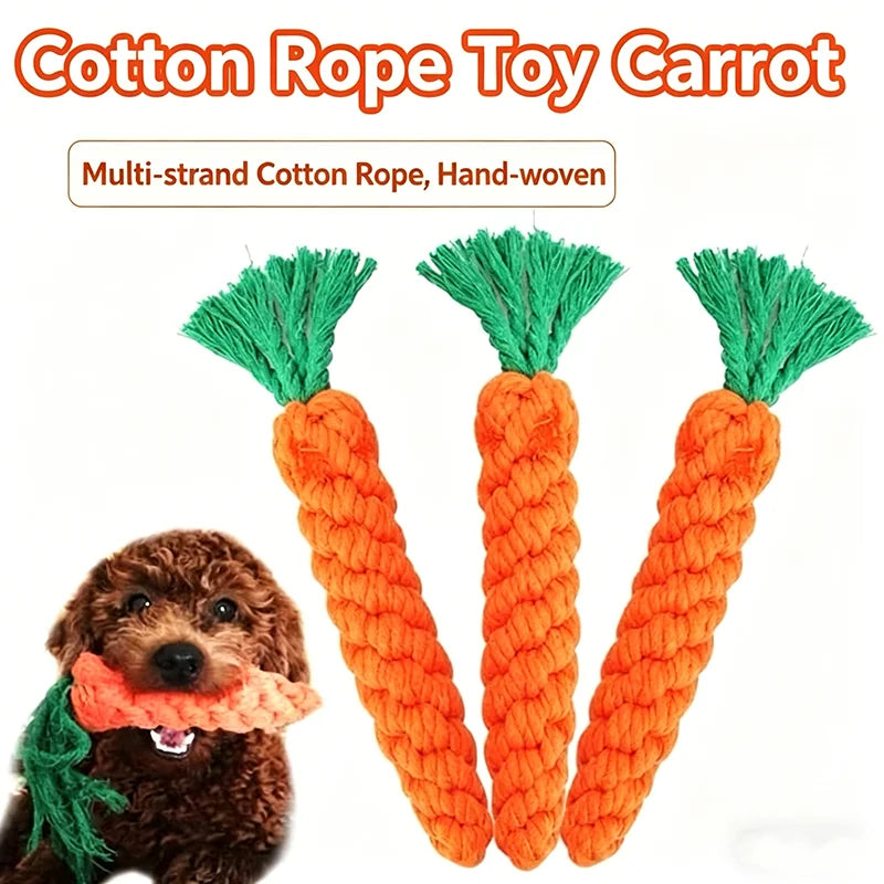 Carrot Cotton Rope Chew Toy for Small Dogs & Puppies