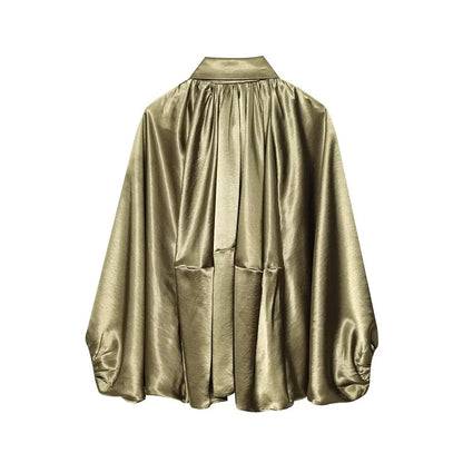 Oversized Ruched Bomber Jacket for Women