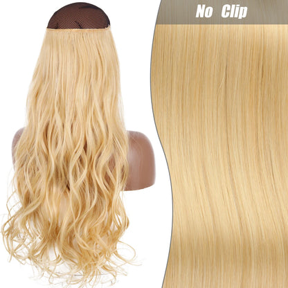 No Clips Natural Hair Extension Synthatic Artificial Long Straight Hairpiece Blonde Black Mixed