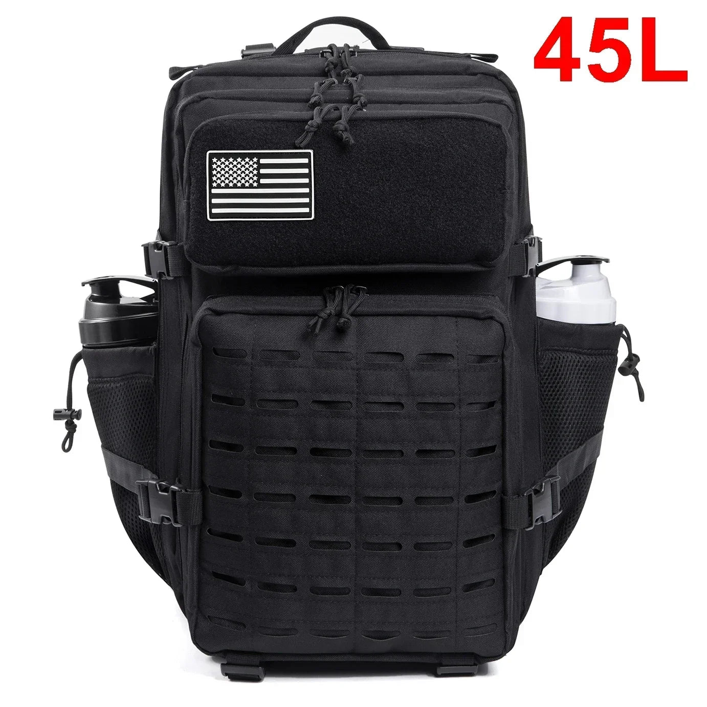 Tactical MOLLE Hiking Backpack – 25L/45L Laser Cut Rucksack with Dual Cup Holders