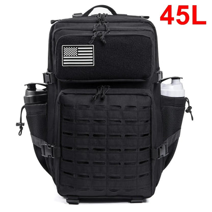Tactical MOLLE Hiking Backpack – 25L/45L Laser Cut Rucksack with Dual Cup Holders