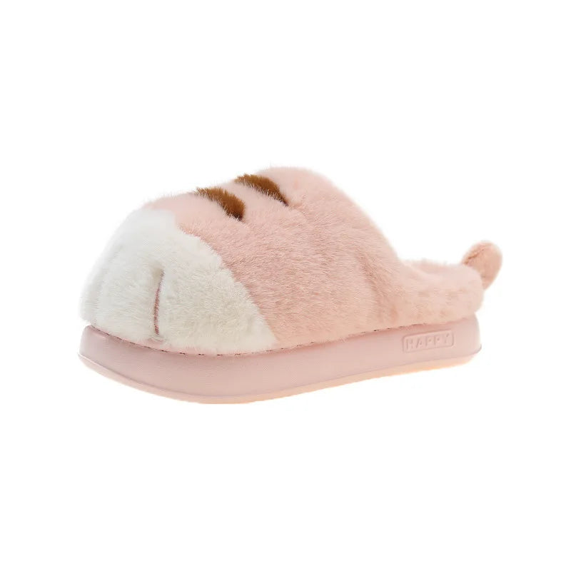 Adorable Kitty Claw Slippers Women S Home Shoes Non Slip Furry Mules Female Warm Fluffy Slides