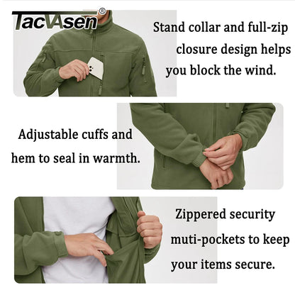 Men's Fleece Jacket – Full Zip Tactical Windproof Coat