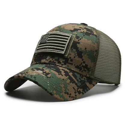 American Flag Embroidered Mesh Trucker Cap – Tactical Baseball Hat for Men