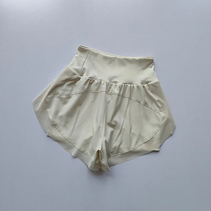 Women's High-Waist Sports Shorts – Double Layer Quick-Dry
